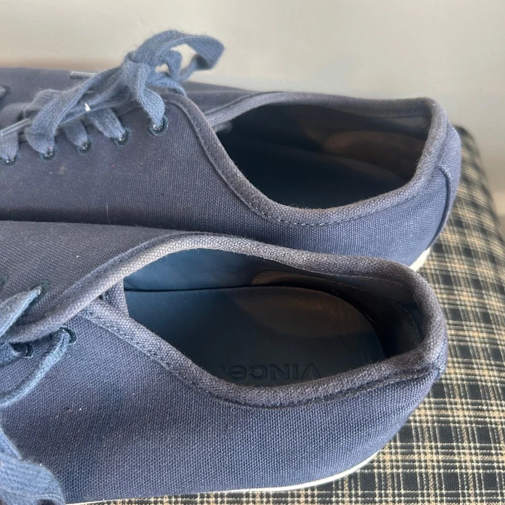 Vince Canvas‎ Low Top Sneakers Mens 11.5 Navy Blue Casual Lace Up Shoes
